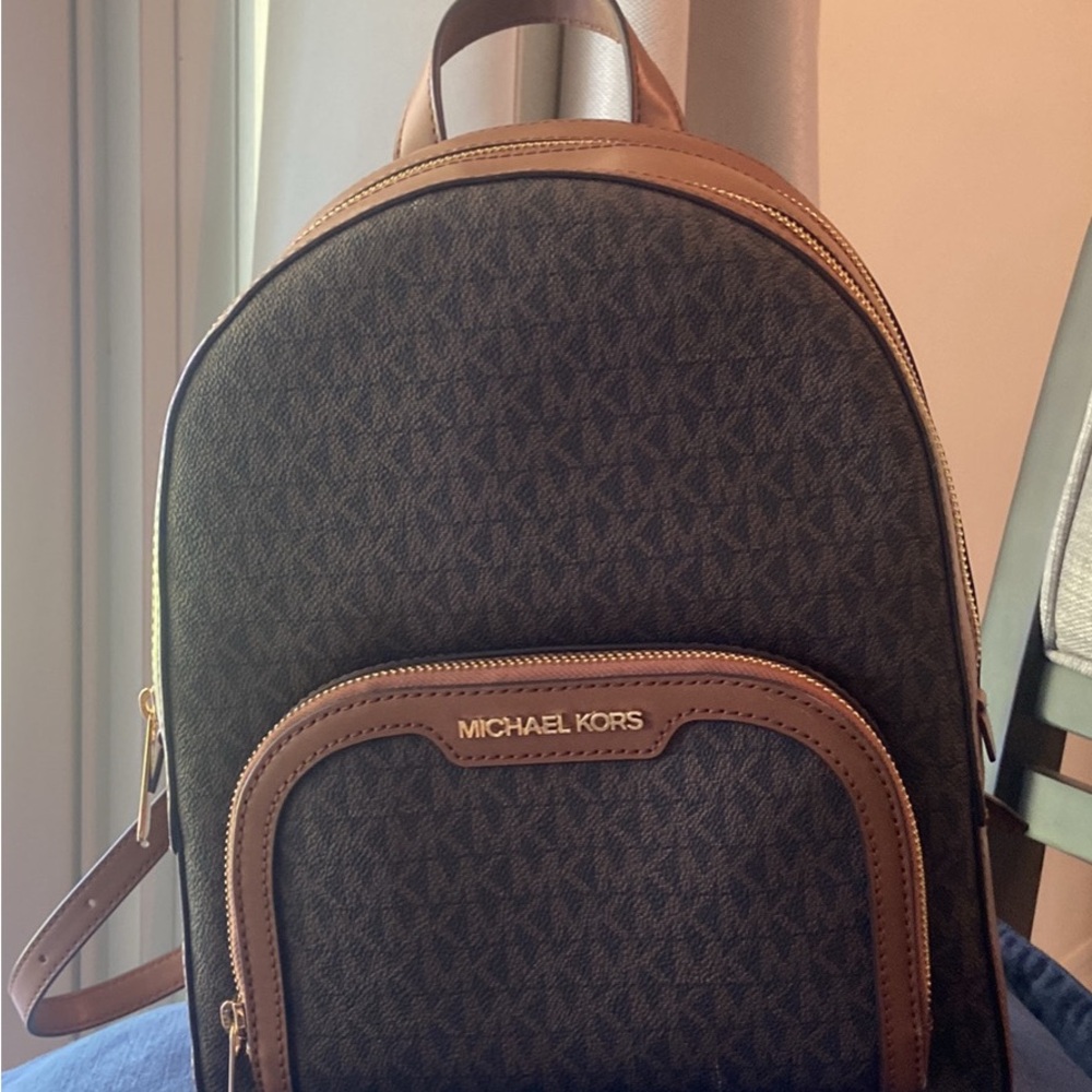 Michael Kors Brown Backpack Monogram Leather